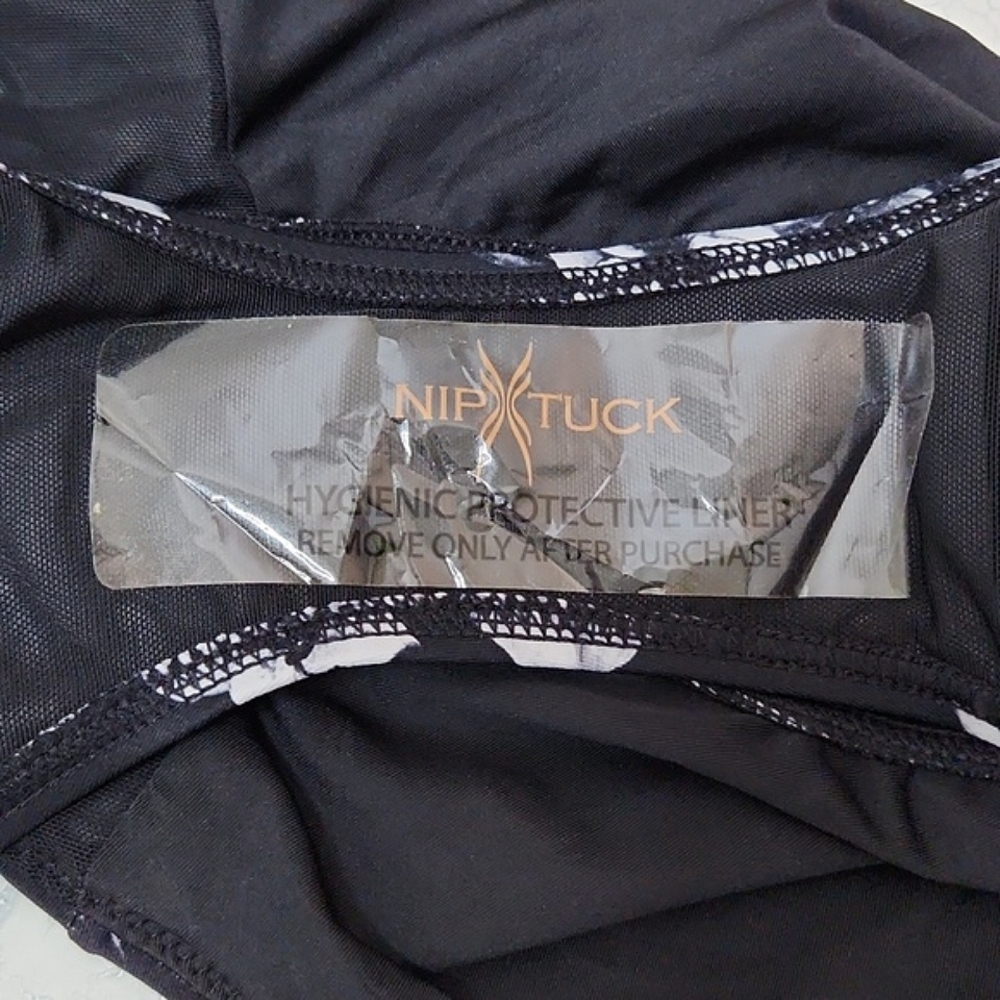 Niptuck Swim Black/Grey Floral Hibiscus High Waist Bikini Bottoms, Size 12 ~ NWT - Picture 9 of 9